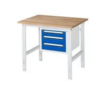 RAU GmbH RAU Arbeitstisch 1000x800x760-1080 3xSchub B-Platte 25mm l.gre.bl 4040376186997 RAU GmbH
