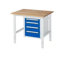 RAU GmbH RAU Arbeitstisch 1000x800x760-1080 4xSchub B-Platte 25mm l.gre.bl 4040376237125 RAU GmbH
