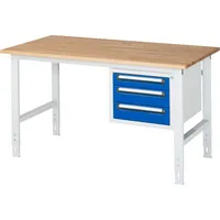 RAU GmbH RAU Arbeitstisch 1500x800x760-1080 3xSchub B-Platte 25mm l.gre.bl 4040376222701 RAU GmbH
