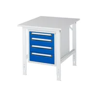 RAU GmbH RAU Arbeitstisch 750x1000x760-1080 4xSchub M-Platte 22mm l.gre.bl 4040376425874 RAU GmbH