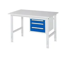 RAU GmbH RAU Arbeitstisch 1250x800x760-1080 3xSchub M-Platte 22mm l.gre.bl 4040376143617 RAU GmbH