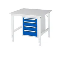 RAU GmbH RAU Arbeitstisch 1000x1000x760-1080 4xSchub M-Platte 22mm l.gre.bl 4040376425980 RAU GmbH