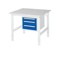 RAU GmbH RAU Arbeitstisch 1000x1000x760-1080 3xSchub M-Platte 22mm l.gre.bl 4040376425959 RAU GmbH