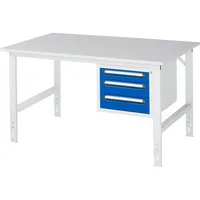 RAU GmbH RAU Arbeitstisch 1500x1000x760-1080 3xSchub M-Platte 22mm l.gre.bl 4040376426147 RAU GmbH