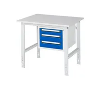 RAU GmbH RAU Arbeitstisch 1000x800x760-1080 3xSchub M-Platte 22mm l.gre.bl 4040376124272 RAU GmbH