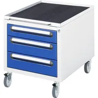 RAU GmbH Rollcontainer EUS23AM11, enzianblau/lichtgrau, 3 Schubladen, Stahl, pulverbeschichtet, abschließbar 4040376952547 RAU GmbH