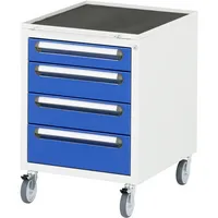 RAU GmbH Rollcontainer EUS34AM11, enzianblau/lichtgrau, 4 Schubladen, Stahl, pulverbeschichtet, abschließbar 4040376864048 RAU GmbH