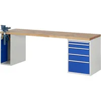 RAU Werkbank 7000 Schraubstock mit Klapplift 2.500 x 890 x 700 mm (B x H x T) 5 Schubladen