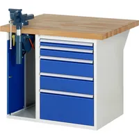 RAU Werkbank 7000 Schraubstock mit Klapplift 1.000 x 890 x 900 mm (B x H x T) 5 Schubladen