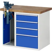 RAU Werkbank 7000 Schraubstock mit Klapplift 1.000 x 890 x 700 mm (B x H x T) 4 Schubladen