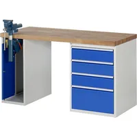 RAU Werkbank 7000 Schraubstock mit Klapplift 1.500 x 890 x 700 mm (B x H x T) 4 Schubladen