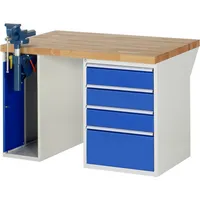 RAU Werkbank 7000 Schraubstock mit Klapplift 1.250 x 890 x 900 mm (B x H x T) 4 Schubladen