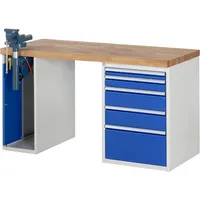 RAU Werkbank 7000 Schraubstock mit Klapplift 1.500 x 890 x 700 mm (B x H x T) 5 Schubladen