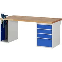 RAU Werkbank 7000 Schraubstock mit Klapplift 2.000 x 890 x 900 mm (B x H x T) 4 Schubladen