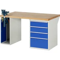 RAU Werkbank 7000 Schraubstock mit Klapplift 1.500 x 890 x 900 mm (B x H x T) 4 Schubladen