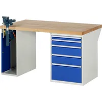 RAU Werkbank 7000 Schraubstock mit Klapplift 1.500 x 890 x 900 mm (B x H x T) 5 Schubladen