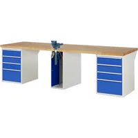 RAU Werkbank 7000 Schraubstock mit Klapplift 3.000 x 890 x 900 mm (B x H x T) 8 Schubladen