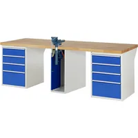 RAU Werkbank 7000 Schraubstock mit Klapplift 2.500 x 890 x 900 mm (B x H x T) 8 Schubladen