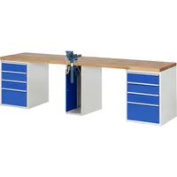 RAU Werkbank 7000 Schraubstock mit Klapplift 3.000 x 890 x 700 mm (B x H x T) 8 Schubladen