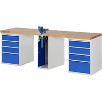 RAU Werkbank 7000 Schraubstock mit Klapplift 2.500 x 890 x 700 mm (B x H x T) 8 Schubladen