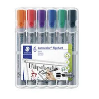 Staedtler Flipchartmarker-Set Lumocolor, 356 B WP6, Packung, orange,rot,grün,violett,blau,schwarz, 2-5mm Keilspitze 4007817356180 Staedtle 6 Stück
