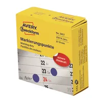 AVERY Zweckform Markierungspunkte 3857, blau, Ø 19mm 4004182038574 AVERY Zweckform 250 Stück