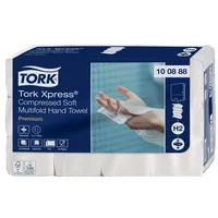 Tork Falthandtücher H2 Xpress Compressed Soft Premium 100888, 21,2x32cm, 2-lagig, Interfold-Falz (W-Falz), weiß, Tissue 7322542154120 2040 Stück