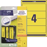 AVERY Zweckform Rückenschilder ultragrip L4769-20, gelb, breit/kurz, 61x192mm, selbstklebend, permanent  4004182047699 AVERY Zweckform 80 Stück