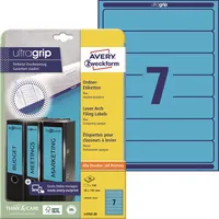 Avery Zweckform Ordnerrückenetikett ultragrip schmal/kurz – Blau | 38 x 192 mm