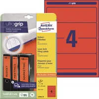 AVERY Zweckform Rückenschilder ultragrip L4766-20, rot, breit/kurz, 61x192mm, selbstklebend, permanent  4004182047668 AVERY Zweckform 80 Stück