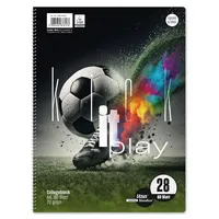 Staufen Collegeblock 608104028 Style Kick it, Fußball, Lineatur 28 / kariert mit Rand innen/außen, A4, 70g, sortiert, 80 Blatt 900224487