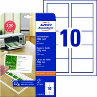 AVERY Zweckform C32011-25 Visitenkarten weiß matt 85 x 54 mm 200g 4004182242735 AVERY Zweckform 250 Stück