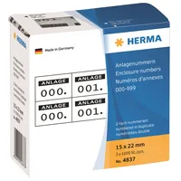 Herma Anlagenummern 2-fach 0 - 999 schwarz 15 x 22 mm 4837 4008705048378 Herma 1000 Stück