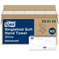Tork Falthandtücher H3 Soft Advanced 290143, 23x23cm, 2-lagig, Zickzack (V-Falz), weiß, Recyclingpapier 7322540880731 Tork 3750 Stück