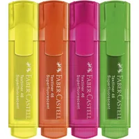 5 Stück Faber-Castell Textmarker TL 46 SF, 254644, Etui, farbig sortiert (neongelb/neonorange/neonpink/neongrün), 1-5mm Keilspitze 4005402546442 Faber 4 Stück