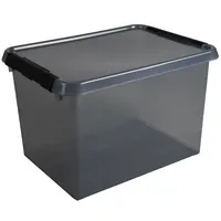 Sunware Aufbewahrungsbox Comfort Line H6165108, 22 Liter, mit Deckel, außen 400x300x260mm, Kunststoff, 80 % recycelt grau transparent 87
