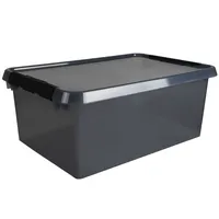 Sunware Aufbewahrungsbox Comfort Line H6165508, 45 Liter, mit Deckel, außen 600x400x260mm, Kunststoff, 80 % recycelt grau transparent 87