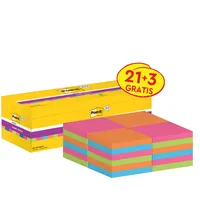 Post-it Haftnotizen 654-SE24P, Super Sticky Notes, 76x76mm, 4-farbig sortiert, quadratisch 0051141984063 Post-it 24 Stück