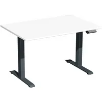 Geramöbel Sitz-Steh-Schreibtisch Elektro Elevate Basic, elektrisch höhenverstellbar, 73-123cm (H), 120x80cm (BxT), rechteckig, weiß / anth