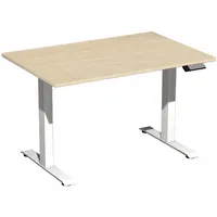 Geramöbel Sitz-Steh-Schreibtisch Elektro Elevate Basic, elektrisch höhenverstellbar, 73-123cm (H), 120x80cm (BxT), rechteckig, ahorn / wei