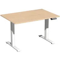 Geramöbel Sitz-Steh-Schreibtisch Elektro Elevate Basic, elektrisch höhenverstellbar, 73-123cm (H), 120x80cm (BxT), rechteckig, buche / wei