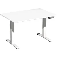 Geramöbel Sitz-Steh-Schreibtisch Elektro Elevate Basic, elektrisch höhenverstellbar, 73-123cm (H), 120x80cm (BxT), rechteckig, weiß / weiß