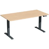 Geramöbel Sitz-Steh-Schreibtisch Elektro Elevate Basic, elektrisch höhenverstellbar, 73-123cm (H), 160x80cm (BxT), rechteckig, buche / ant