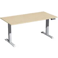 Geramöbel Sitz-Steh-Schreibtisch Elektro Elevate Basic, elektrisch höhenverstellbar, 73-123cm (H), 160x80cm (BxT), rechteckig, ahorn / sil