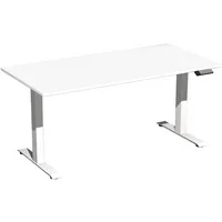 Geramöbel Sitz-Steh-Schreibtisch Elektro Elevate Basic, elektrisch höhenverstellbar, 73-123cm (H), 160x80cm (BxT), rechteckig, weiß / weiß