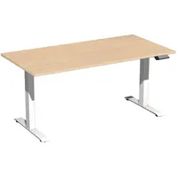 Geramöbel Sitz-Steh-Schreibtisch Elektro Elevate Basic, elektrisch höhenverstellbar, 73-123cm (H), 160x80cm (BxT), rechteckig, buche / wei