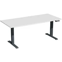 Geramöbel Sitz-Steh-Schreibtisch Elektro Elevate Basic, elektrisch höhenverstellbar, 73-123cm (H), 180x80cm (BxT), rechteckig, lichtgrau /