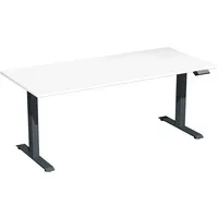 Geramöbel Sitz-Steh-Schreibtisch Elektro Elevate Basic, elektrisch höhenverstellbar, 73-123cm (H), 180x80cm (BxT), rechteckig, weiß / anth