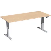 Geramöbel Sitz-Steh-Schreibtisch Elektro Elevate Basic, elektrisch höhenverstellbar, 73-123cm (H), 180x80cm (BxT), rechteckig, buche / sil