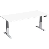 Geramöbel Sitz-Steh-Schreibtisch Elektro Elevate Basic, elektrisch höhenverstellbar, 73-123cm (H), 180x80cm (BxT), rechteckig, weiß / silb